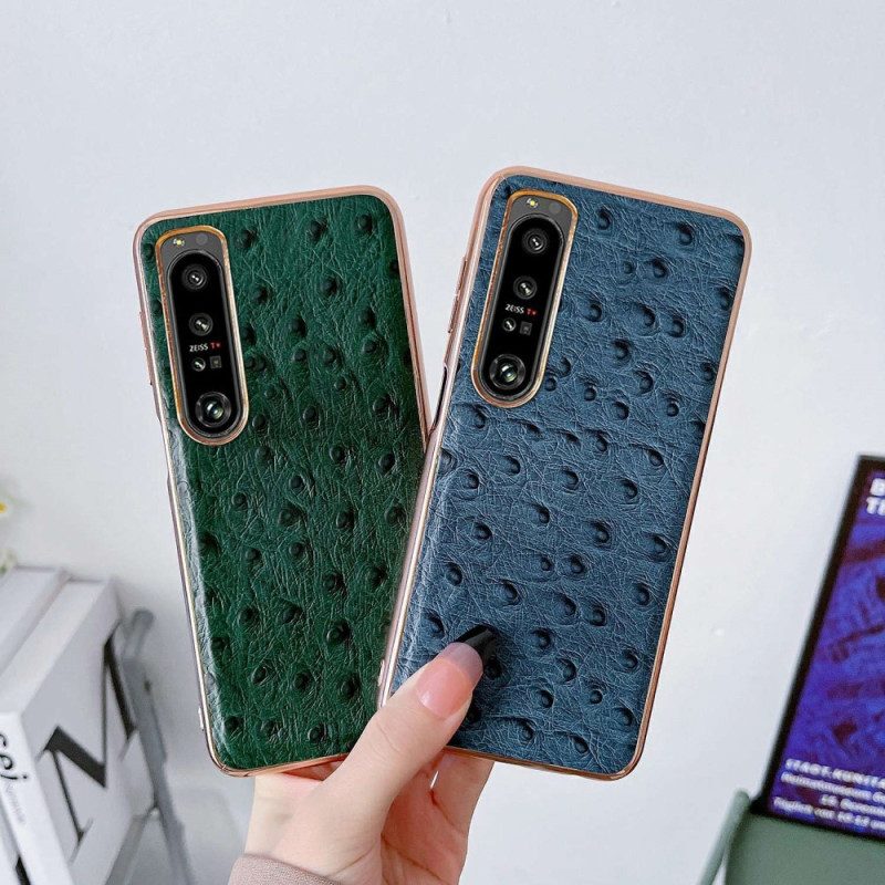 Cover Sony Xperia 1 IV Vera Pelle Stile Struzzo