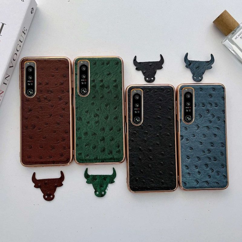 Cover Sony Xperia 1 IV Vera Pelle Stile Struzzo