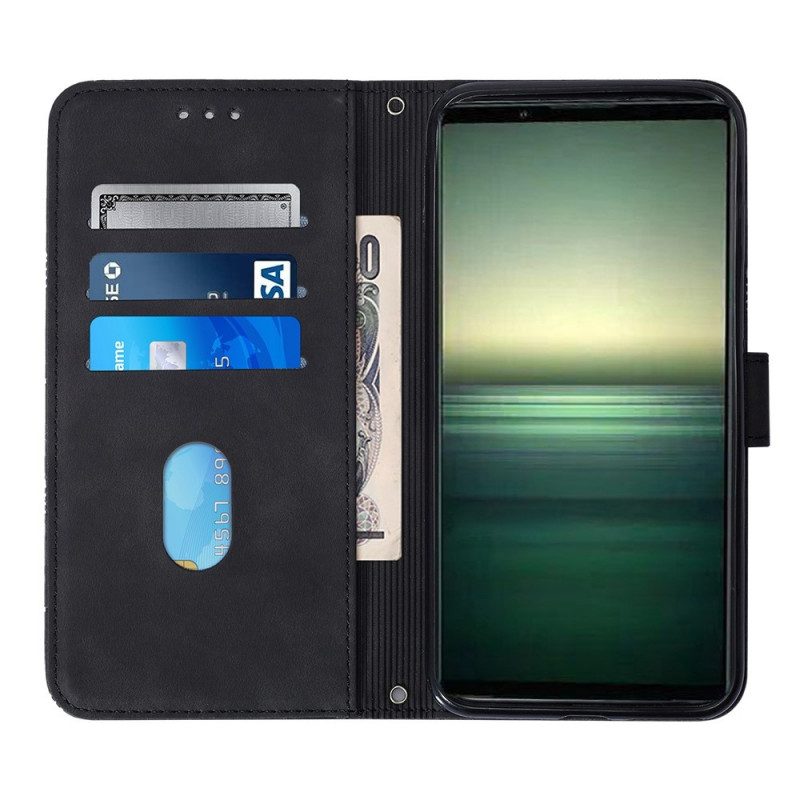 Custodia A Portafoglio Sony Xperia 1 IV Triangoli Con Tracolla