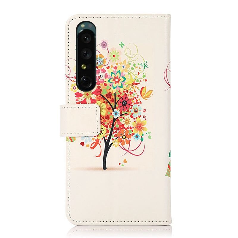 Custodia in pelle Sony Xperia 1 IV Albero In Fiore