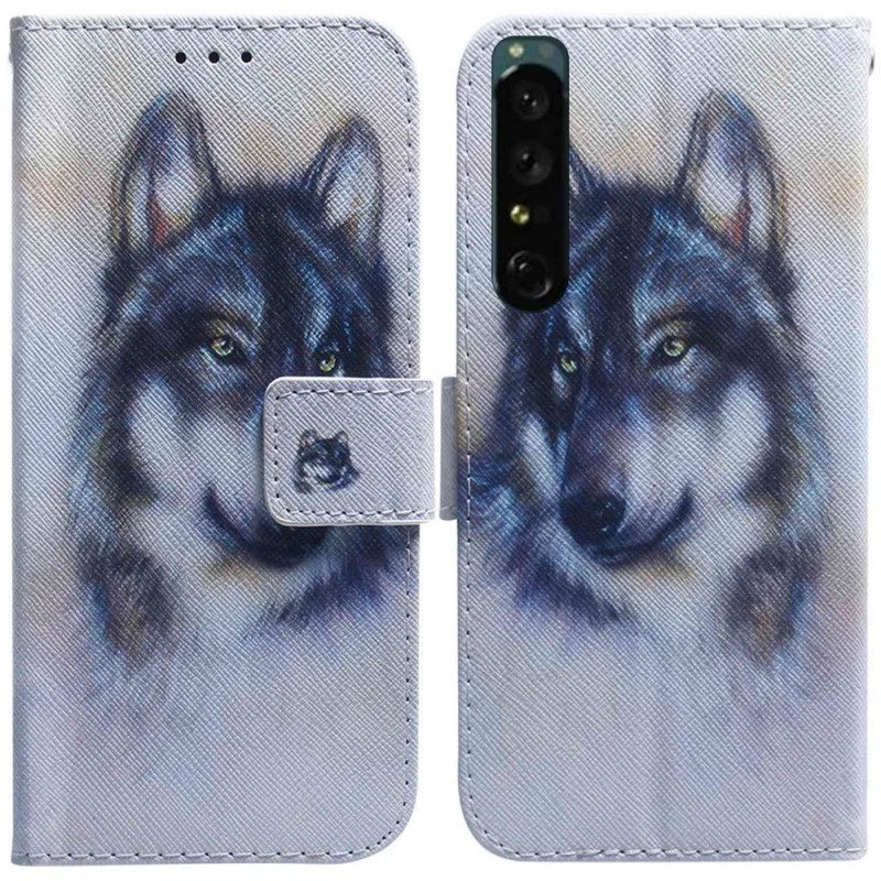 Custodia in pelle Sony Xperia 1 IV Cane Dell'acquerello