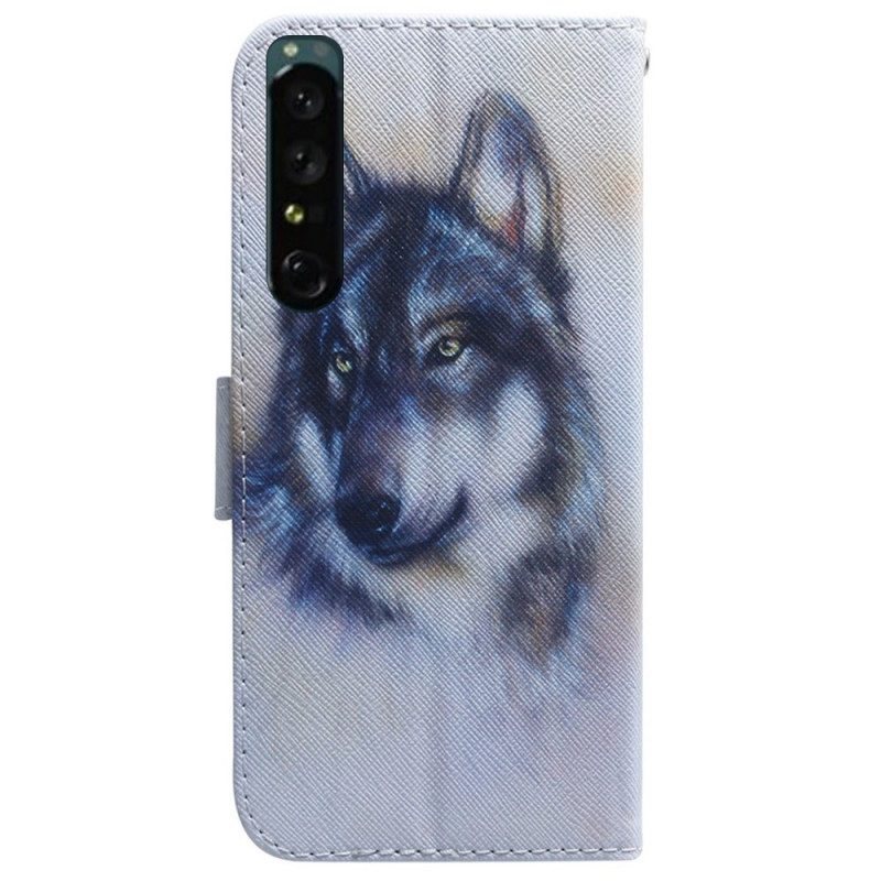 Custodia in pelle Sony Xperia 1 IV Cane Dell'acquerello