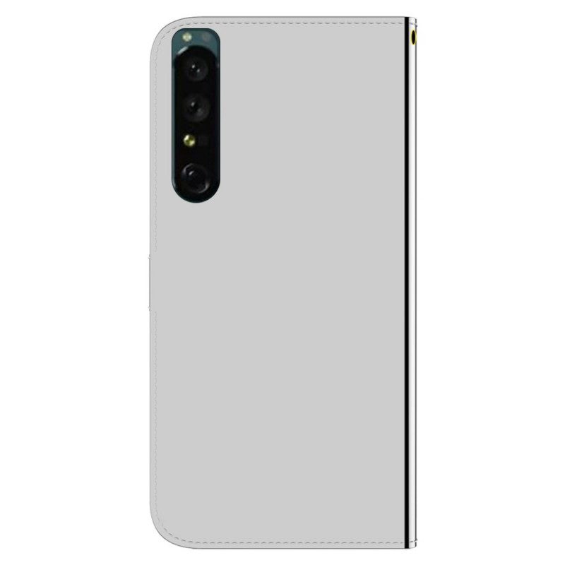 Custodia in pelle Sony Xperia 1 IV Cinturino A Specchio In Ecopelle