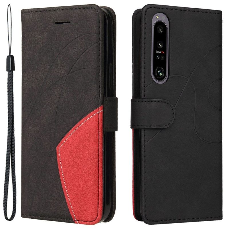 Custodia in pelle Sony Xperia 1 IV Cinturino Bicolore