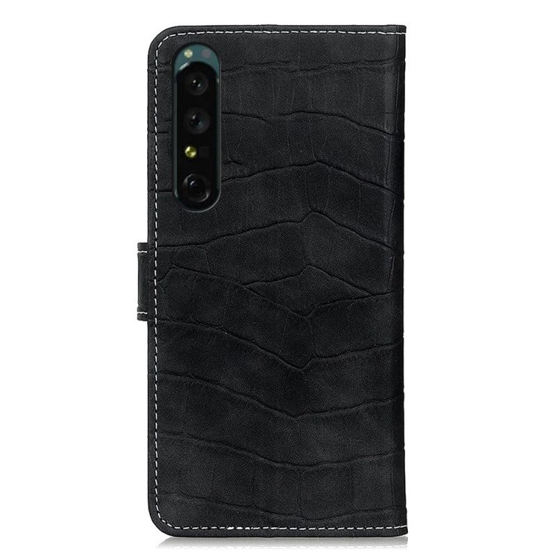 Custodia in pelle Sony Xperia 1 IV Coccodrillo