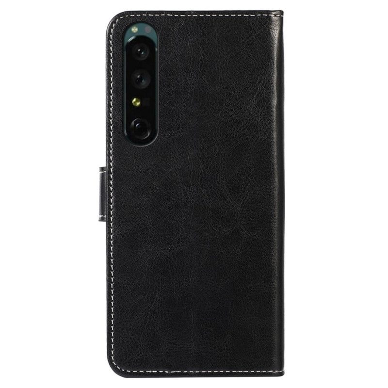 Custodia in pelle Sony Xperia 1 IV Cuciture A Vista Stile Pelle