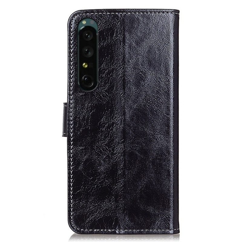 Custodia in pelle Sony Xperia 1 IV Cuciture Brillanti