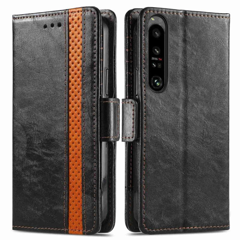 Custodia in pelle Sony Xperia 1 IV Doppia Chiusura Bicolore