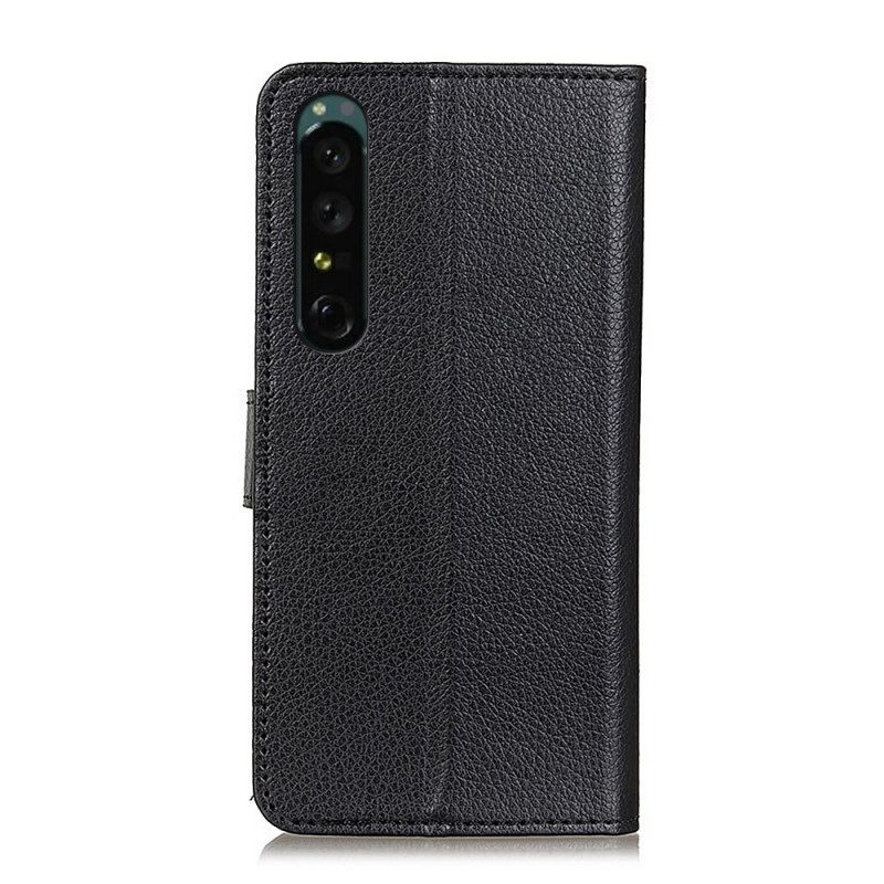 Custodia in pelle Sony Xperia 1 IV Ecopelle Tradizionale Litchi