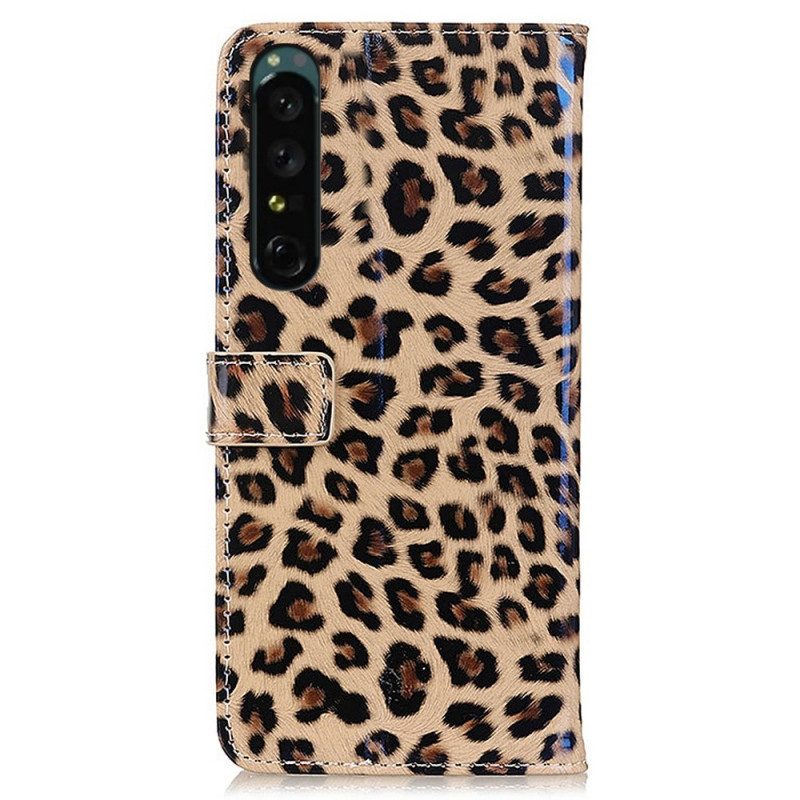 Custodia in pelle Sony Xperia 1 IV Effetto Pelle Di Leopardo