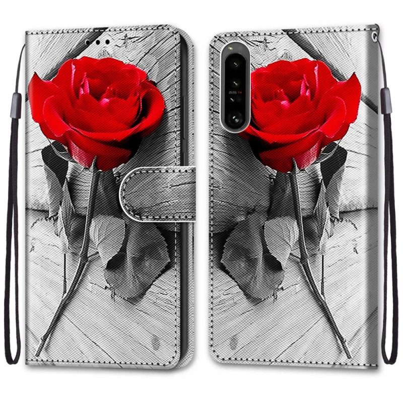 Custodia in pelle Sony Xperia 1 IV Floreale Con Cinturino