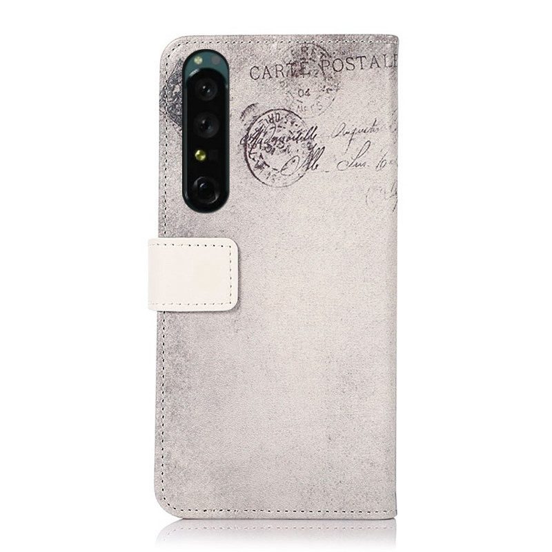 Custodia in pelle Sony Xperia 1 IV Gatto Viaggiatore