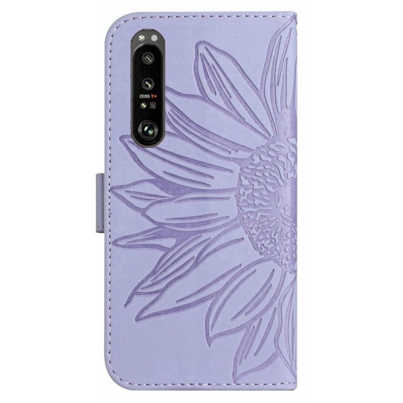 Custodia in pelle Sony Xperia 1 IV Girasole E Tracolla