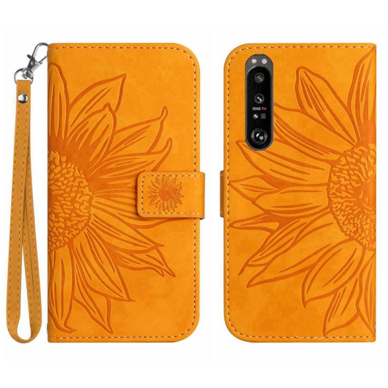 Custodia in pelle Sony Xperia 1 IV Girasole Strappy