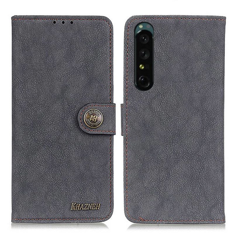 Custodia in pelle Sony Xperia 1 IV Khazneh Pelle Crosta Vintage