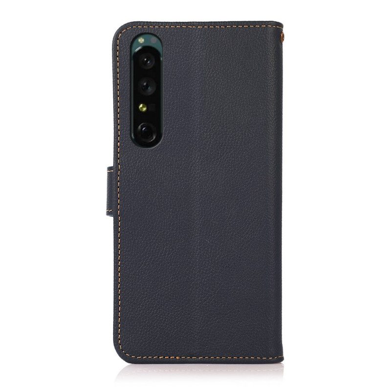 Custodia in pelle Sony Xperia 1 IV Khazneh Rfid In Vera Pelle