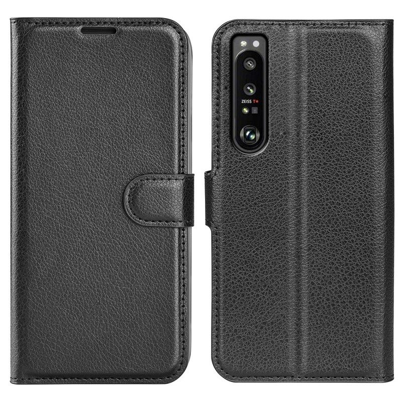 Custodia in pelle Sony Xperia 1 IV Litchi Classico