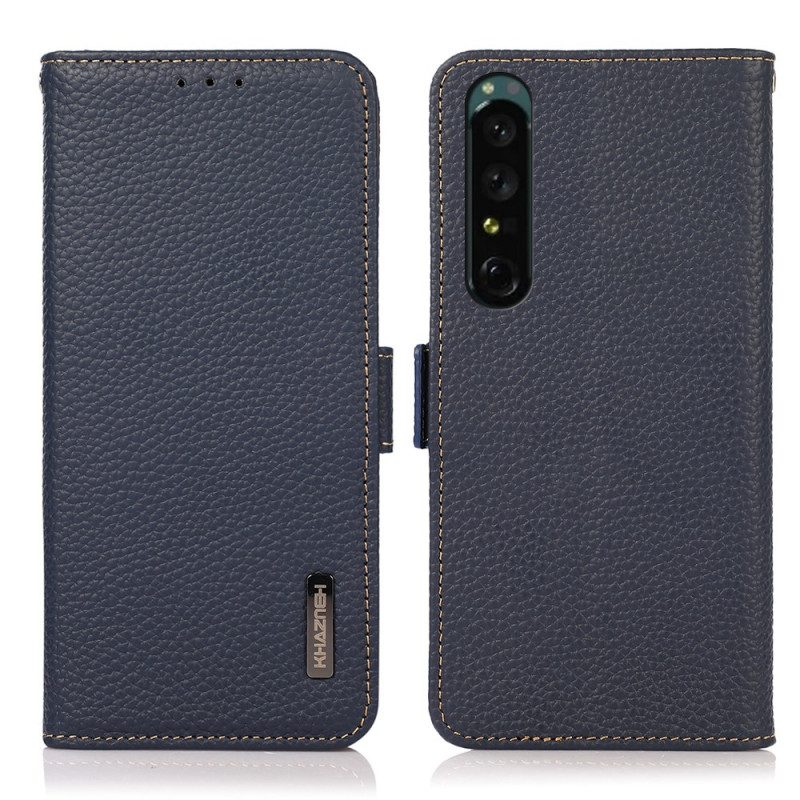 Custodia in pelle Sony Xperia 1 IV Pelle Litchi Khazneh Rfid