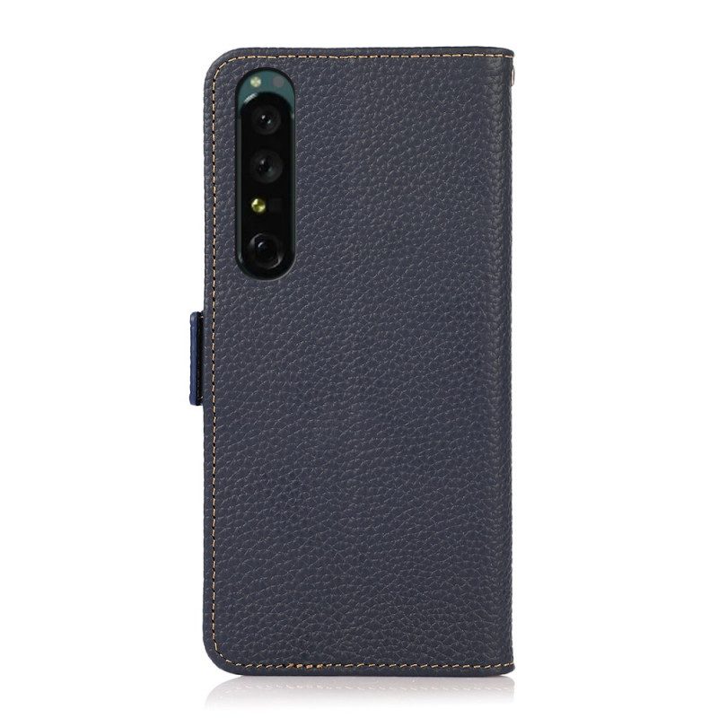 Custodia in pelle Sony Xperia 1 IV Pelle Litchi Khazneh Rfid