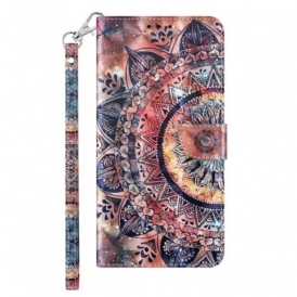 Custodia in pelle Sony Xperia 1 IV Mandala Con Cinghie Colorate