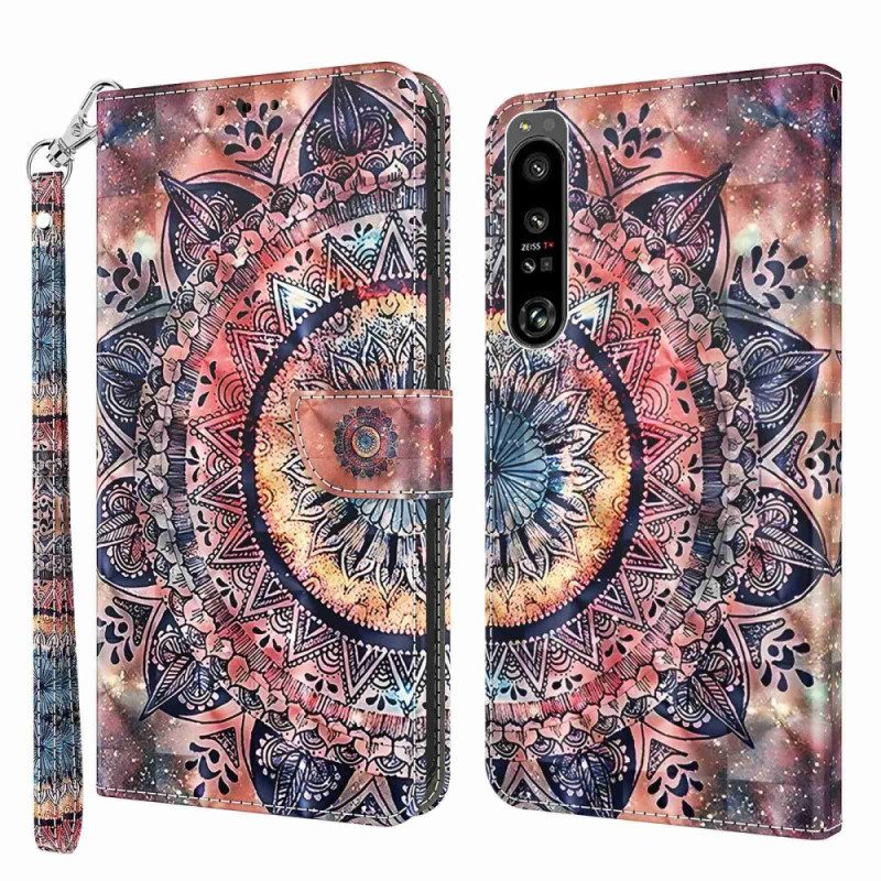 Custodia in pelle Sony Xperia 1 IV Mandala Con Cinghie Colorate