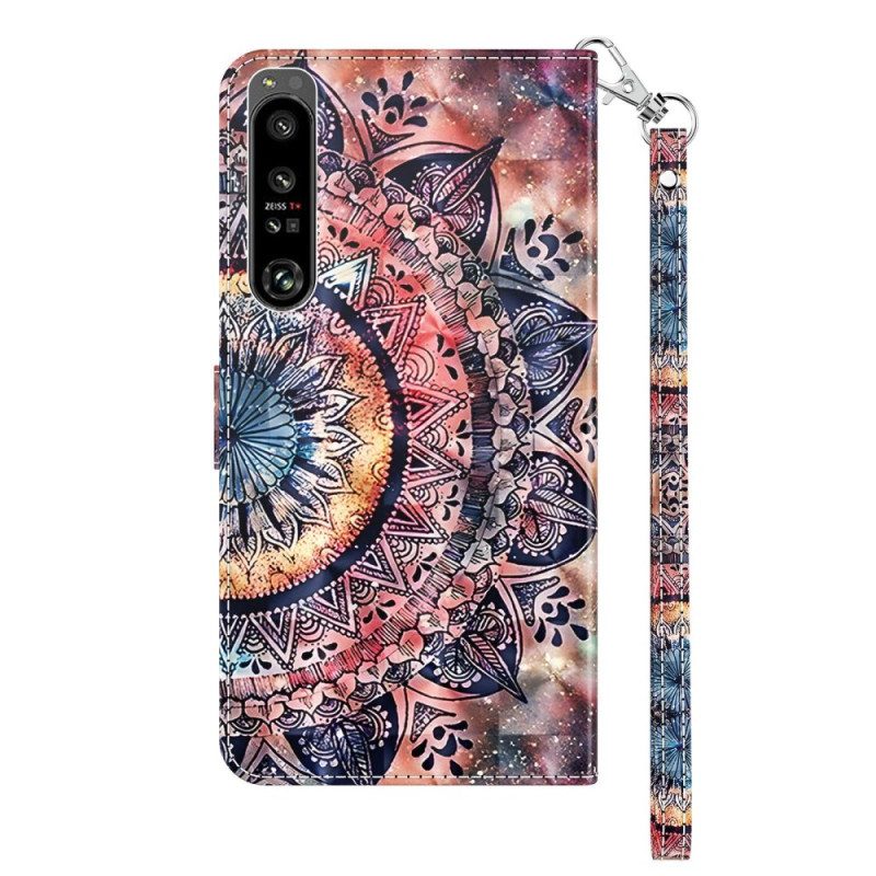 Custodia in pelle Sony Xperia 1 IV Mandala Con Cinghie Colorate