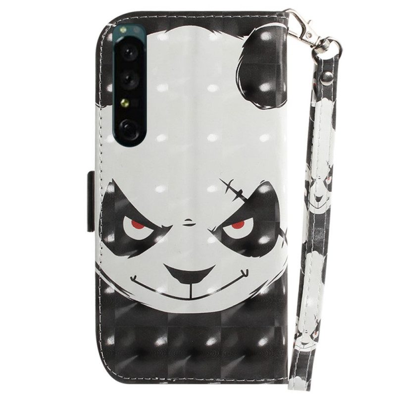 Custodia in pelle Sony Xperia 1 IV Panda Strappy