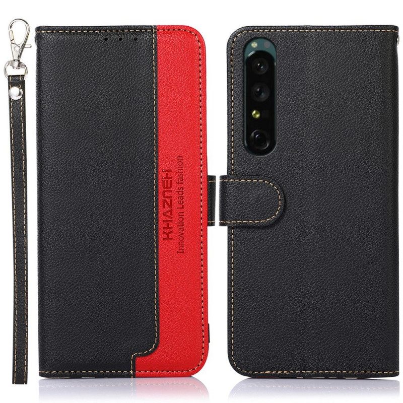 Custodia in pelle Sony Xperia 1 IV Rfid Stile Litchi