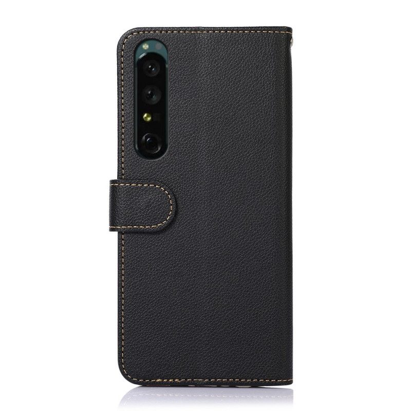 Custodia in pelle Sony Xperia 1 IV Rfid Stile Litchi