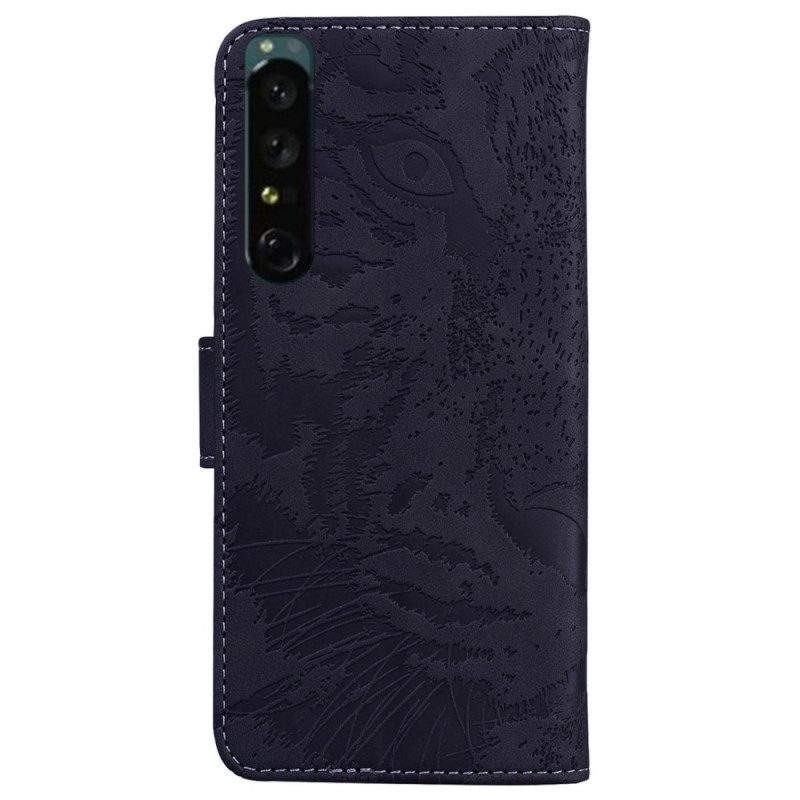 Custodia in pelle Sony Xperia 1 IV Stampa Tigrata