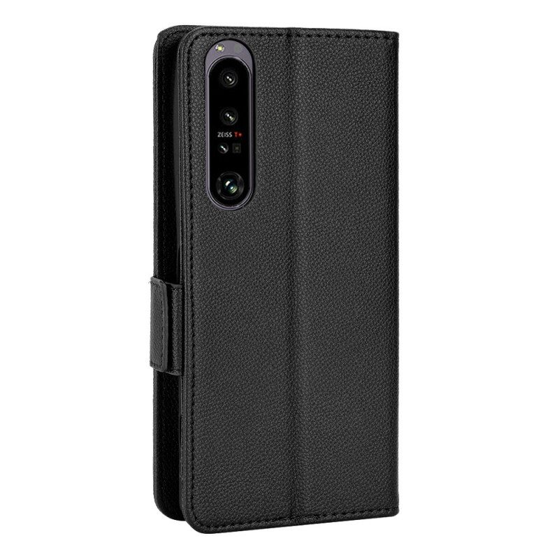 Custodia in pelle Sony Xperia 1 IV Stile Tradizionale In Pelle Litchi