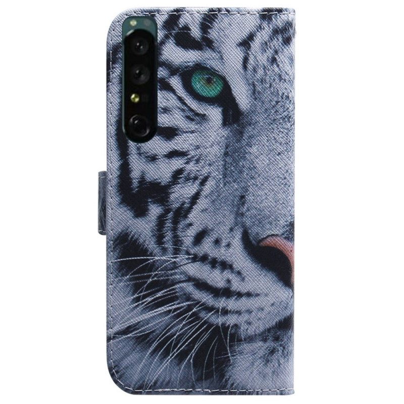 Custodia in pelle Sony Xperia 1 IV Tigre Bianca