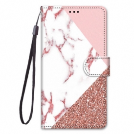 Custodia in pelle Sony Xperia 1 IV Triangolo In Marmo E Glitter