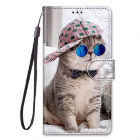 Custodia in pelle Sony Xperia 1 IV Yo Cat Con Cinturino