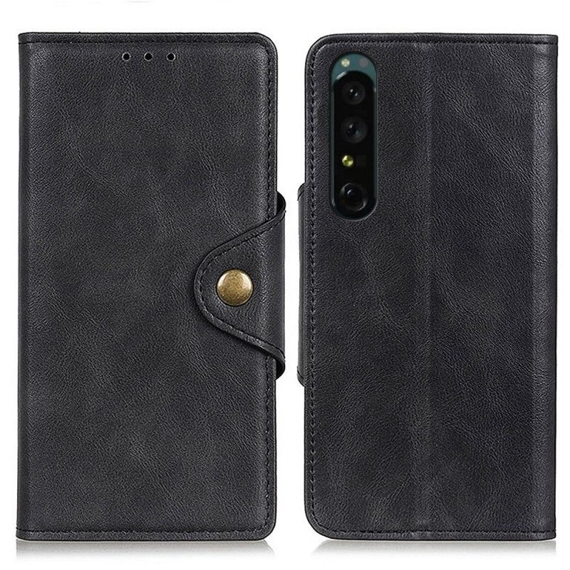 Folio Cover Sony Xperia 1 IV Bottone In Ecopelle