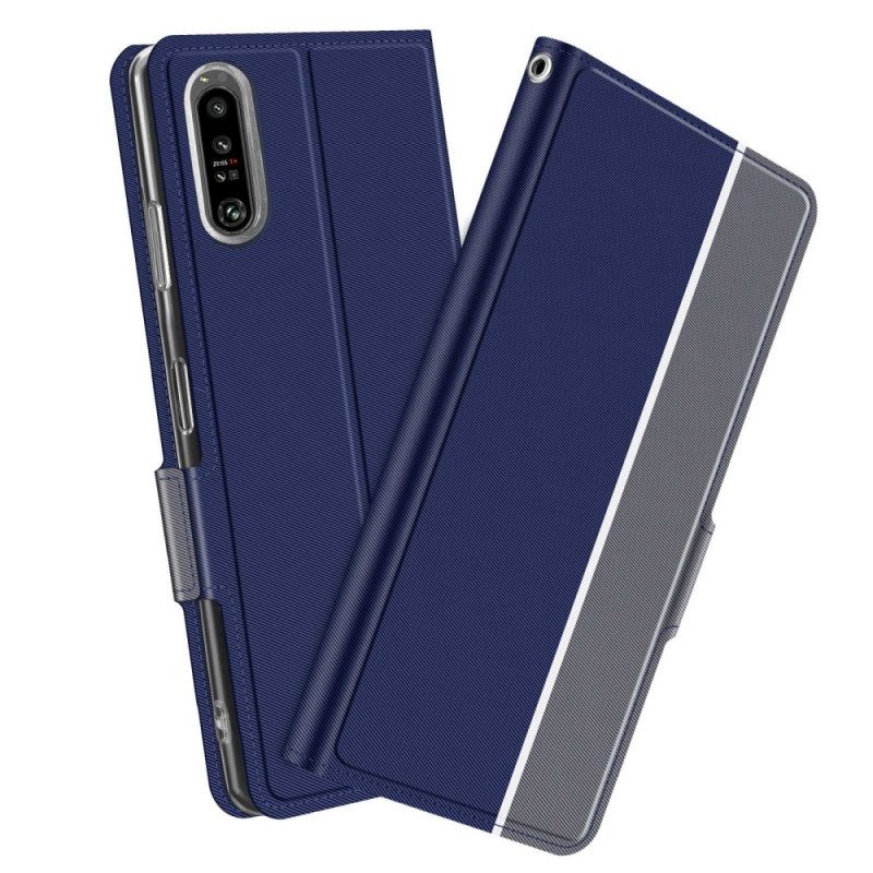 Folio Cover Sony Xperia 1 IV Custodia in pelle Bicolore Baiyu