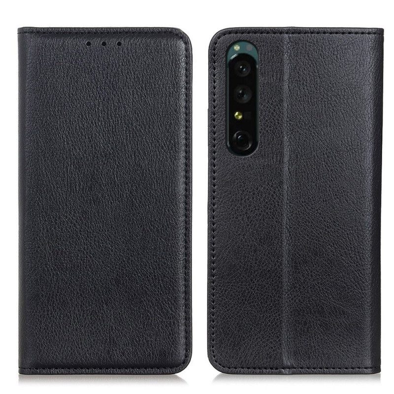 Folio Cover Sony Xperia 1 IV Custodia in pelle Crosta Di Cuoio Litchi