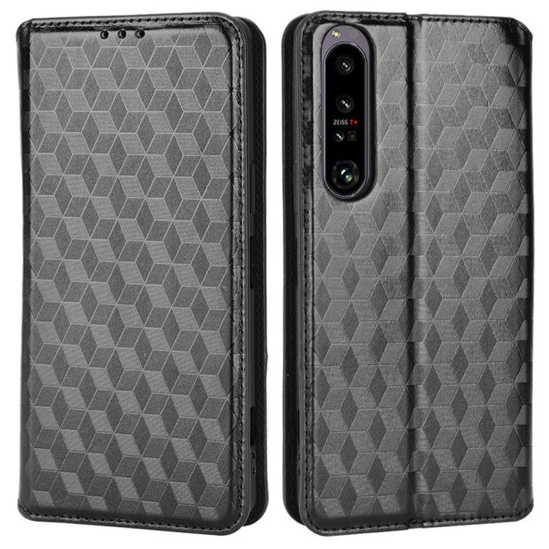 Folio Cover Sony Xperia 1 IV Custodia in pelle Cubi 3d