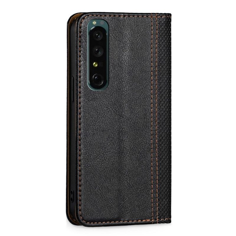 Folio Cover Sony Xperia 1 IV Custodia in pelle Ecopelle Vintage