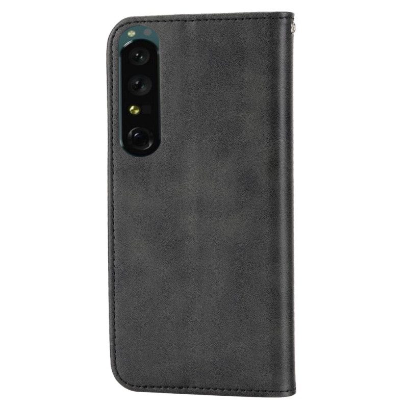 Folio Cover Sony Xperia 1 IV Custodia in pelle Stile In Pelle Modello 3d Con Cinturino