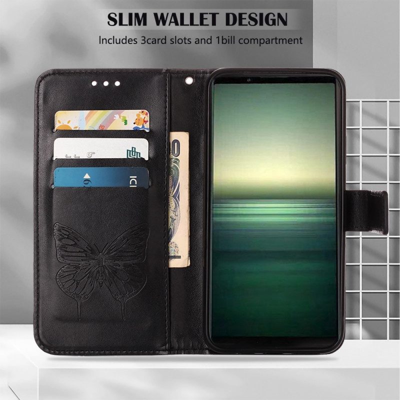 Folio Cover Sony Xperia 1 IV Farfalla Con Cordino