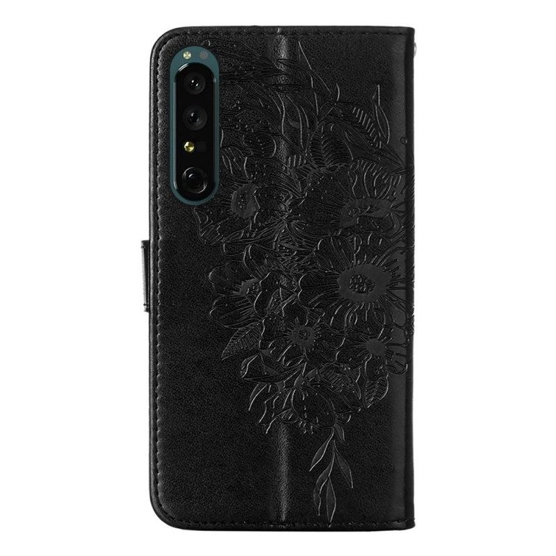 Folio Cover Sony Xperia 1 IV Farfalla Con Cordino