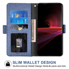 Folio Cover Sony Xperia 1 IV Jeans Con Portacarte Girevole