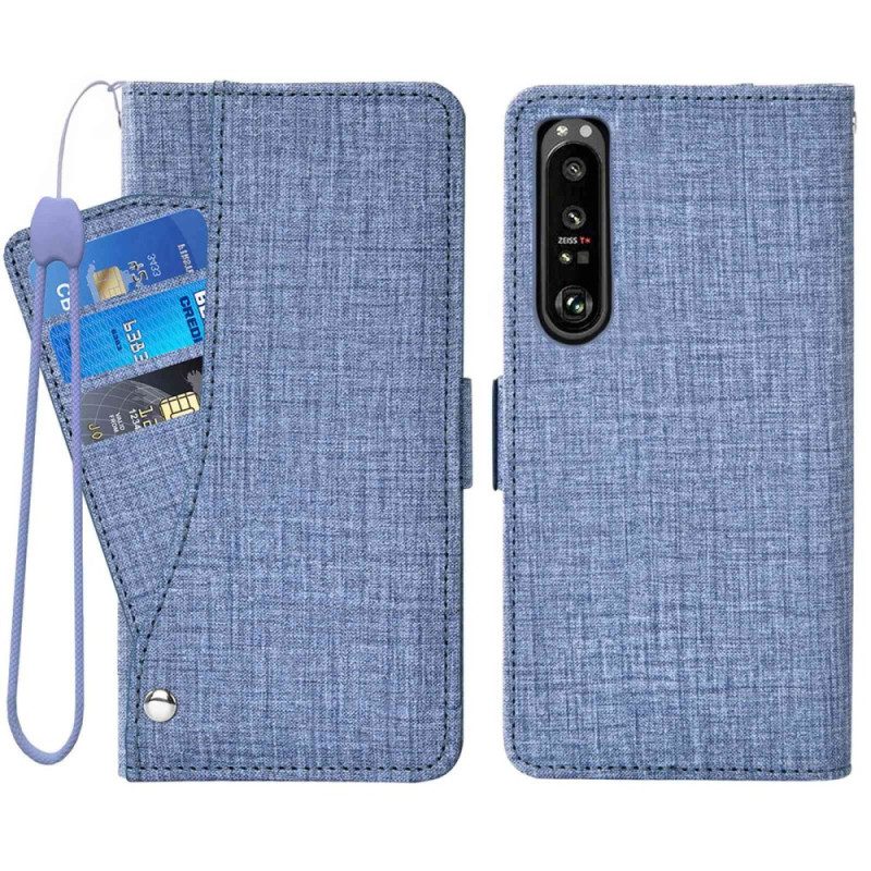 Folio Cover Sony Xperia 1 IV Jeans Con Portacarte Girevole