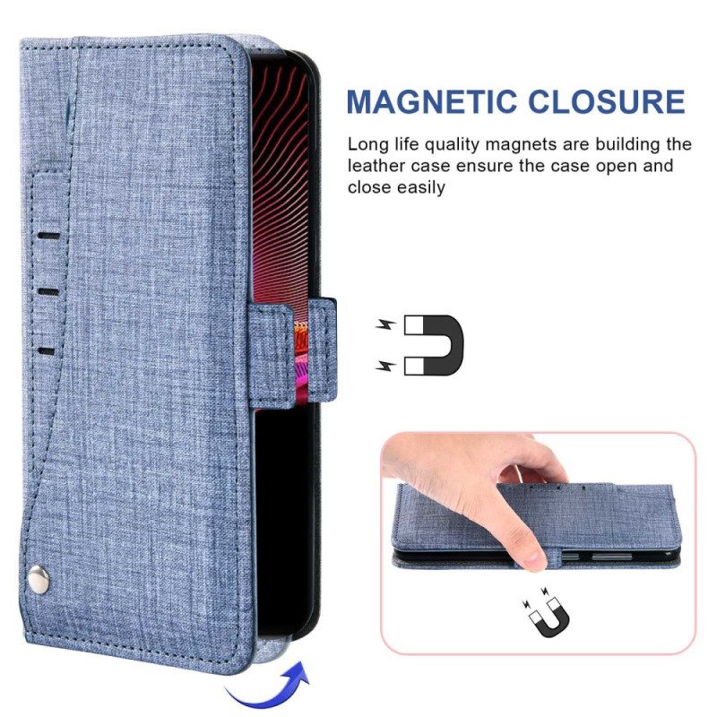 Folio Cover Sony Xperia 1 IV Jeans Con Portacarte Girevole