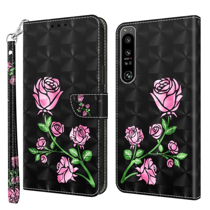 Folio Cover Sony Xperia 1 IV Rose Con Cordino