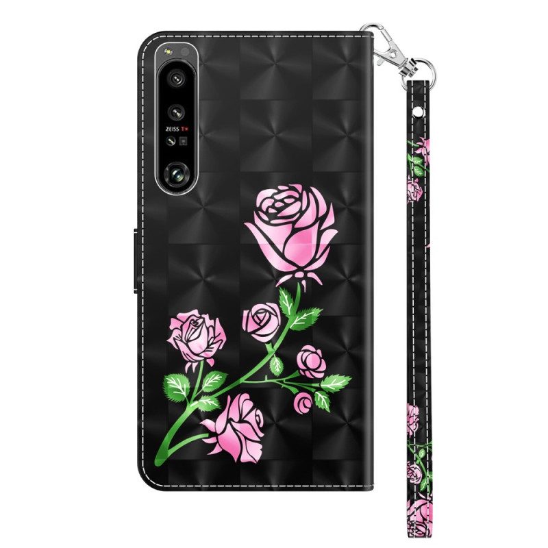 Folio Cover Sony Xperia 1 IV Rose Con Cordino