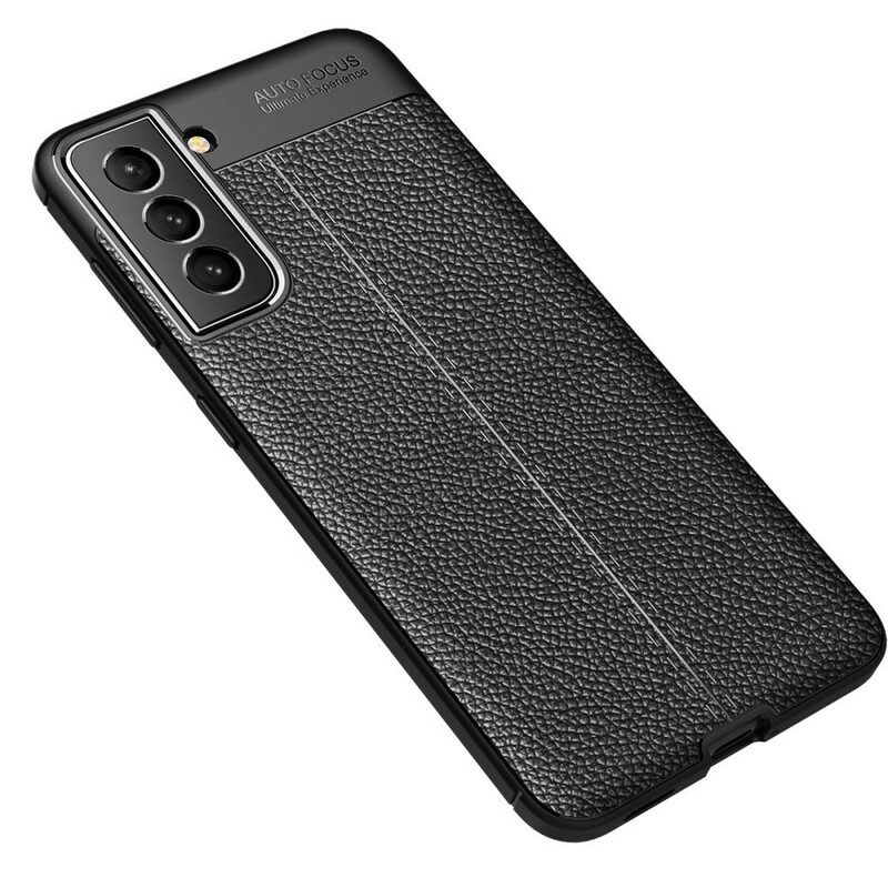 Cover Samsung Galaxy S21 FE Doppia Linea Litchi Effetto Pelle