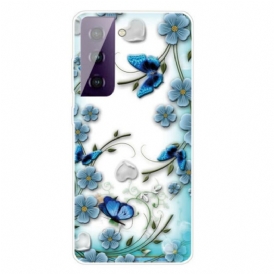 Cover Samsung Galaxy S21 FE Farfalle E Fiori Retrò