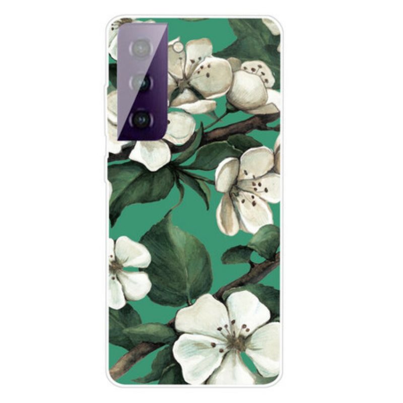 Cover Samsung Galaxy S21 FE Fiori Bianchi Dipinti